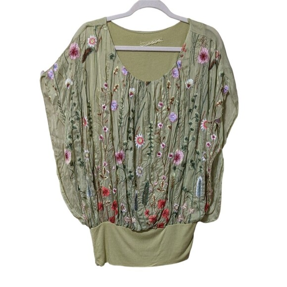 Unbranded Tops - Unbranded heavily embroidered floral sheer overlay blouse top Italy M/L